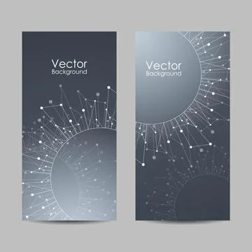 Set of banners with connected lines and dots. Stock Illustration