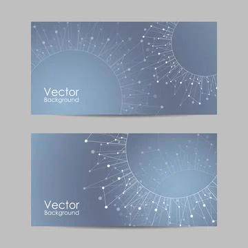 Set of banners with connected lines and dots. Stock Illustration