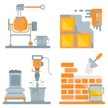 Set of Banners of Construction Work. Free Stock Illustration