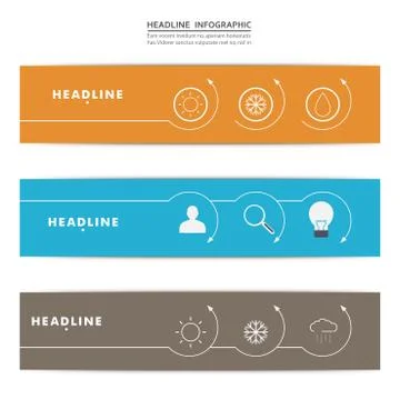 Set of banners with contour elements eps Stock Illustration