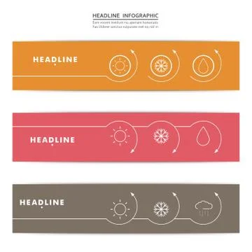 Set of banners with contour elements eps Illustrazione stock