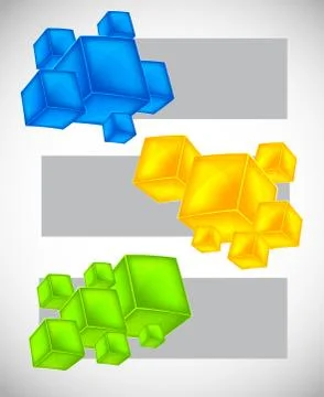 Set of banners with cubes Stock Illustration