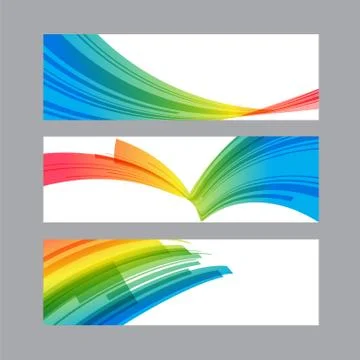 Set banners of curved multicolored elements Stock Illustration