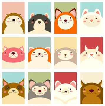 Set of banners with cute animals Stock Illustration