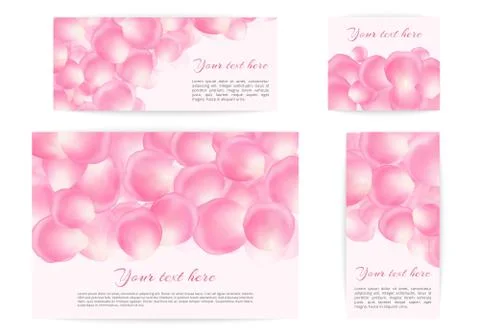 Set of banners with falling petals Stock Illustration