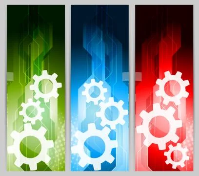 Set of banners with gears Stock Illustration