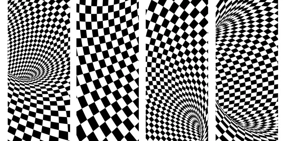 Set of banners with geometric checkered pattern Foto stock