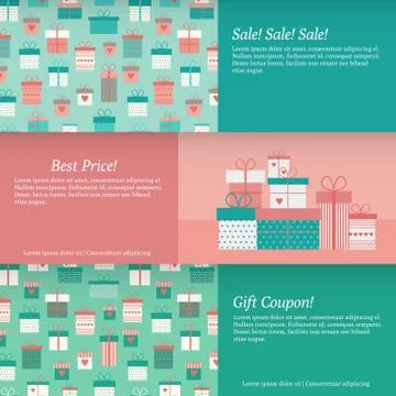 Set of banners with gift boxes. Vector illustration Stock Illustration