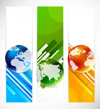 Set of banners with globes Stock Illustration