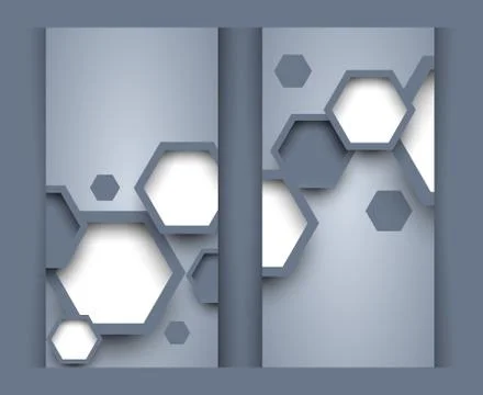 Set of banners with hexagons Stock Illustration