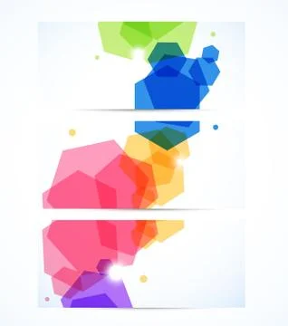 Set of banners with hexagons Stock Illustration