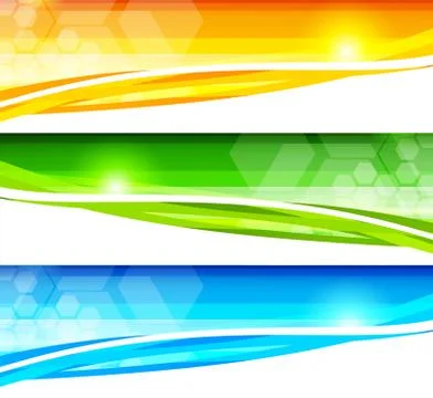 Set of banners with hexagons Stock Illustration