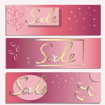 Set of banners with lettering in vector Illustrazione stock