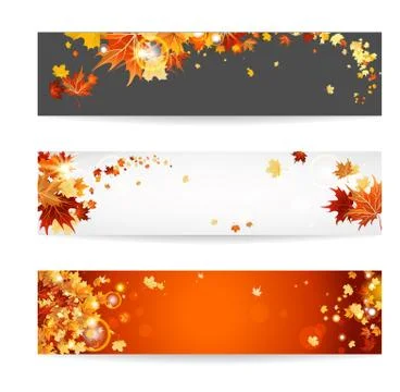 Set of banners with maple leaves Stock Illustration