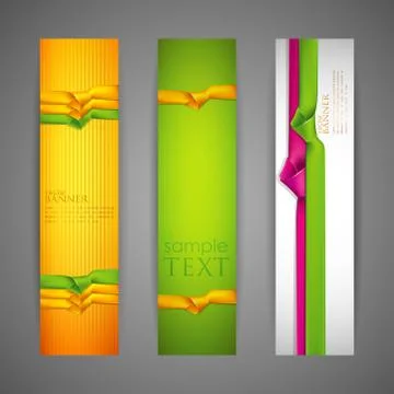 Set of banners with multicolored ribbons Stock Illustration