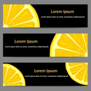 Set of banners with oranges Stock Illustration