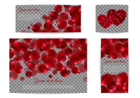Set of banners with red petals Stock Illustration