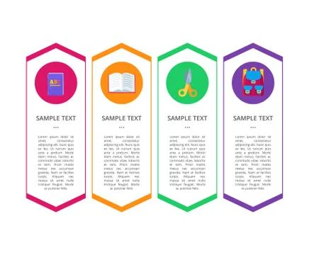 Set Banners with Round Buttons Containing Objects Stock Illustration