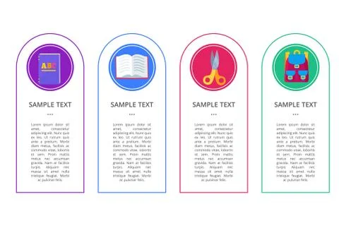 Set Banners with Round Buttons Containing Objects Stock Illustration