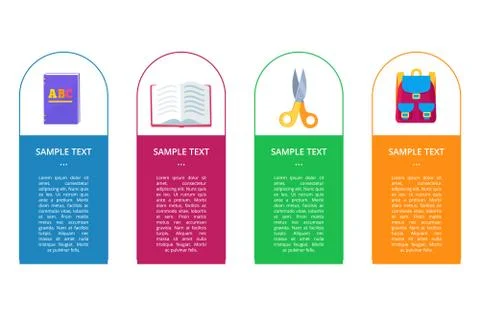 Set Banners with Round Buttons Containing Objects Stock Illustration