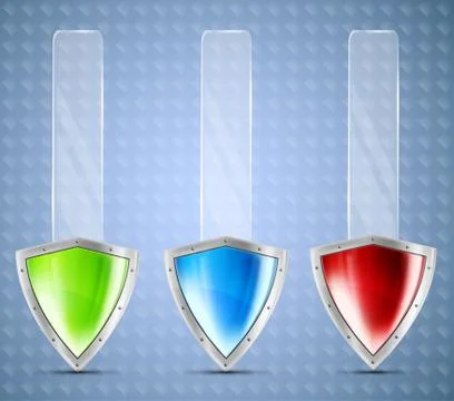 Set of banners with shields Stock Illustration