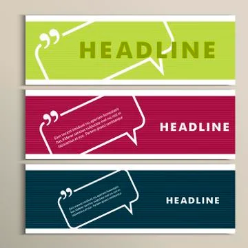 Set banners with speech bubbles on a simple banner Stock Illustration