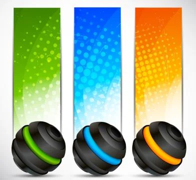 Set of banners with spheres Stock Illustration