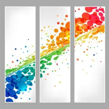 Set banners, splash colored round element Stock Illustration