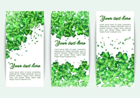 Set banners St. Patrick's Day with glitter Stock Illustration