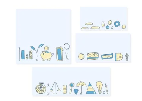 Set of banners templates with finance elements. Business concept. Vector colo 스톡 일러스트