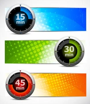 Set of banners with timers Stock Illustration
