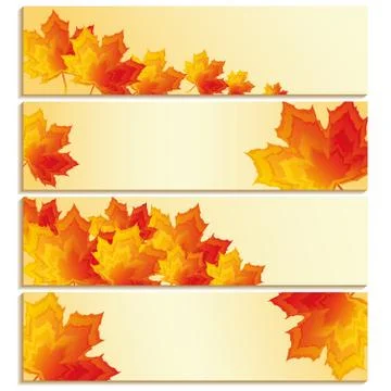 Set of banners with yellow, orange, red maple leaves Stock Illustration