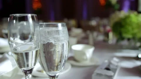 Set Banquet Table Glasses Stock-Footage 49430437
