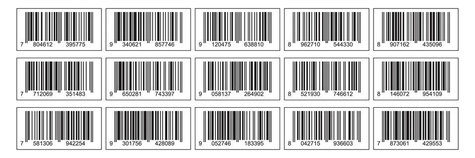 Set of bar code labels with numbers. Collection of rectangular retail barco.. Stock Illustration