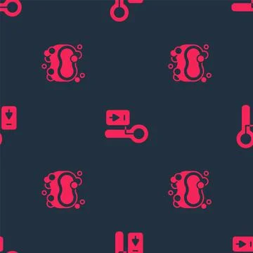 Set Bar of soap and Sauna thermometer on seamless pattern. Vector Stock Illustration