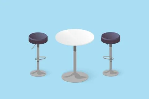 Set of bar stools and table. Stock Illustration