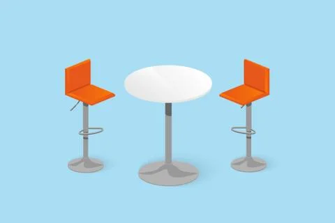 Set of bar stools and table. Stock Illustration