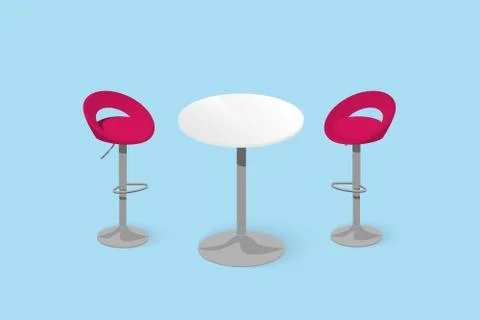 Set of bar stools and table. Stock Illustration