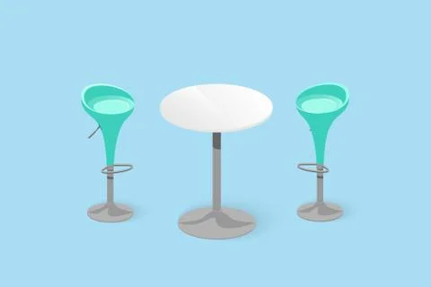 Set of bar stools and table. Stock Illustration