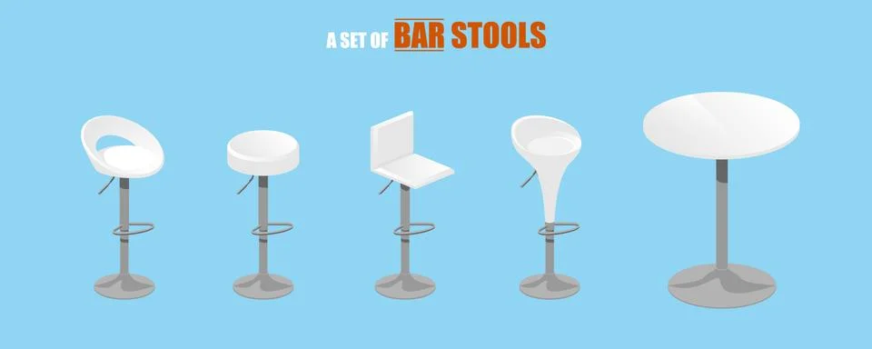 Set of bar stools and table. Stock Illustration
