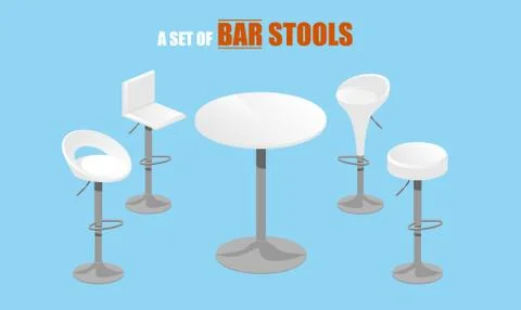 Set of bar stools and table. Stock Illustration