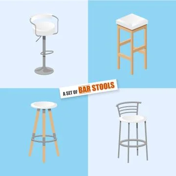 Set of bar stools and table. Stock Illustration