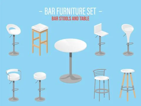 Set of bar stools and table. Stock Illustration