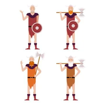 Set of Barbarians Stock Illustration