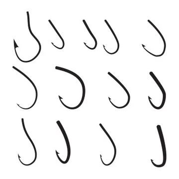 Set of Barbed Hook icon Stock Illustration