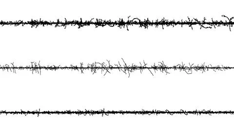 A set barbed wire with a line, Barbed wire with barbed wire against Stock Illustration