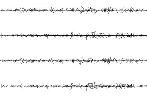 A set barbed wire with a line, Barbed wire with barbed wire against Stock Illustration