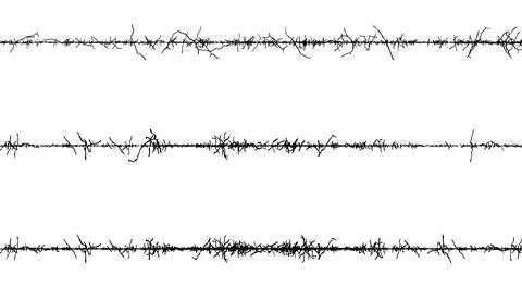 A set barbed wire with a line, Barbed wire with barbed wire against Stock Illustration