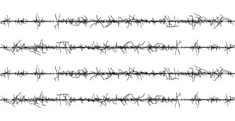 A set barbed wire with a line, Barbed wire with barbed wire against Stock Illustration