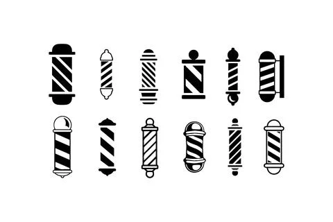 Set of Barber Pole Icons in Various Styles. Vector illustration design. Stock Illustration